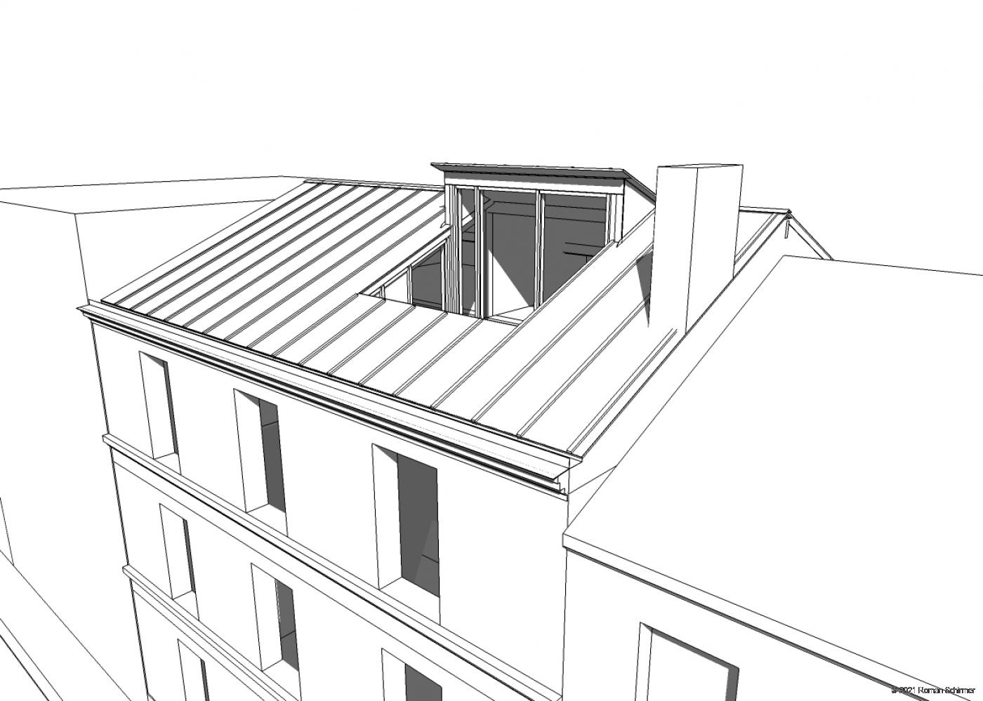 Loft conversion and creation of a roof deck 
