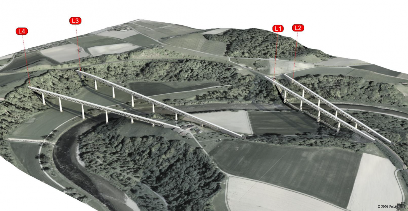 Thurbrücke Ossingen – Étude de faisabilité pour le remplacement d’un viaduc ferroviaire - 1. Poutre en treillis métallique (fr)